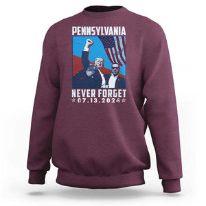 Trump Raised Fist Sweatshirt Butler Pennsylvania Never Forget July 13 2024 TS02 Maroon Print Your Wear