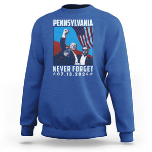 Trump Raised Fist Sweatshirt Butler Pennsylvania Never Forget July 13 2024 TS02 Royal Blue Print Your Wear