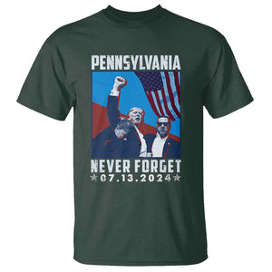 Trump Raised Fist T Shirt Butler Pennsylvania Never Forget July 13 2024 TS02 Dark Forest Green Print Your Wear