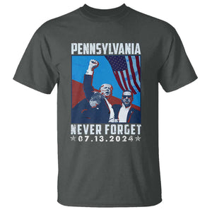 Trump Raised Fist T Shirt Butler Pennsylvania Never Forget July 13 2024 TS02 Dark Heather Print Your Wear