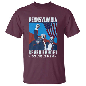 Trump Raised Fist T Shirt Butler Pennsylvania Never Forget July 13 2024 TS02 Maroon Print Your Wear