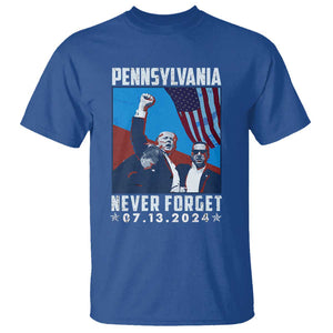 Trump Raised Fist T Shirt Butler Pennsylvania Never Forget July 13 2024 TS02 Royal Blue Print Your Wear