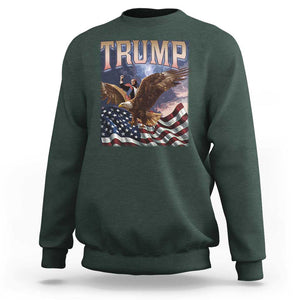 Trump Sweatshirt American Eagle US Flag TS02 Dark Forest Green Print Your Wear