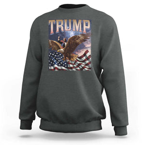 Trump Sweatshirt American Eagle US Flag TS02 Dark Heather Print Your Wear