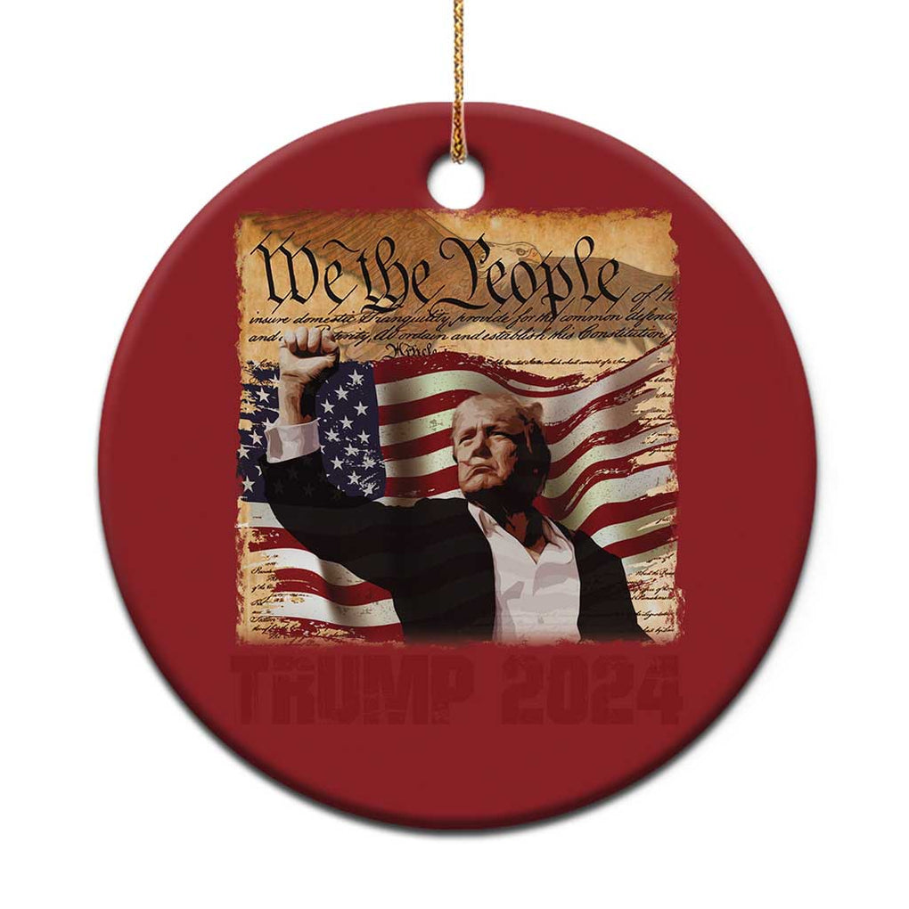 Trump 2024 Christmas Ornament Raised Fist Fight For America American Flag Retro Vintage TS02 Print Your Wear