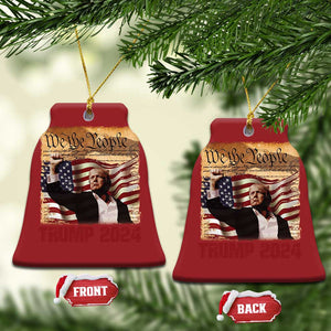 Trump 2024 Christmas Ornament Raised Fist Fight For America American Flag Retro Vintage TS02 Bell Flake Red Print Your Wear