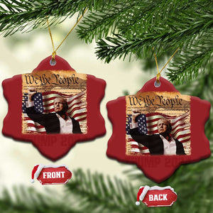 Trump 2024 Christmas Ornament Raised Fist Fight For America American Flag Retro Vintage TS02 Snow Flake Red Print Your Wear