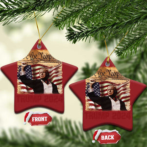 Trump 2024 Christmas Ornament Raised Fist Fight For America American Flag Retro Vintage TS02 Star Red Print Your Wear