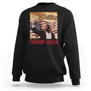 Trump 2024 Sweatshirt Raised Fist Fight For America American Flag Retro Vintage TS02 Black Print Your Wear