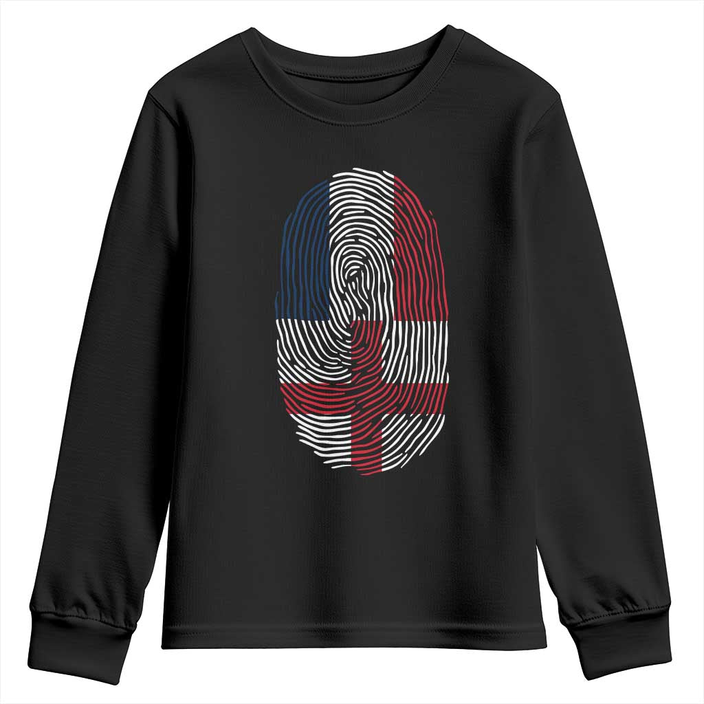 Proud France England Flag Fingerprint DNA Graphic Youth Sweatshirt French Anglo English Heritage Roots Dual Patriotism TS02 Black Print Your Wear