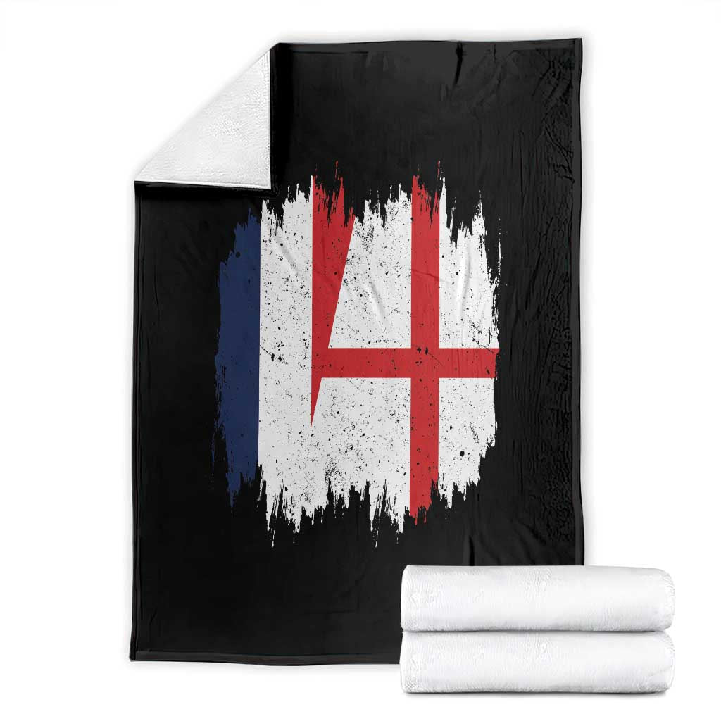 Vintage Grunge France England Flag Brush Stroke Graphic Throw Blanket French Anglo English Heritage Pride Match Day TS02 Black Print Your Wear