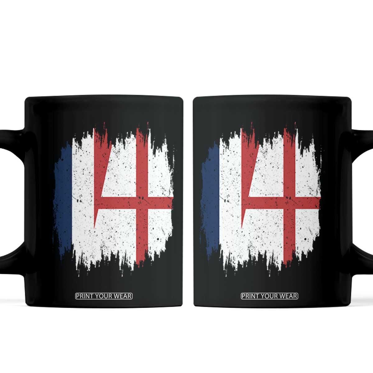 Vintage Grunge France England Flag Brush Stroke Graphic Coffee Mug French Anglo English Heritage Pride Match Day TS02 Black Print Your Wear