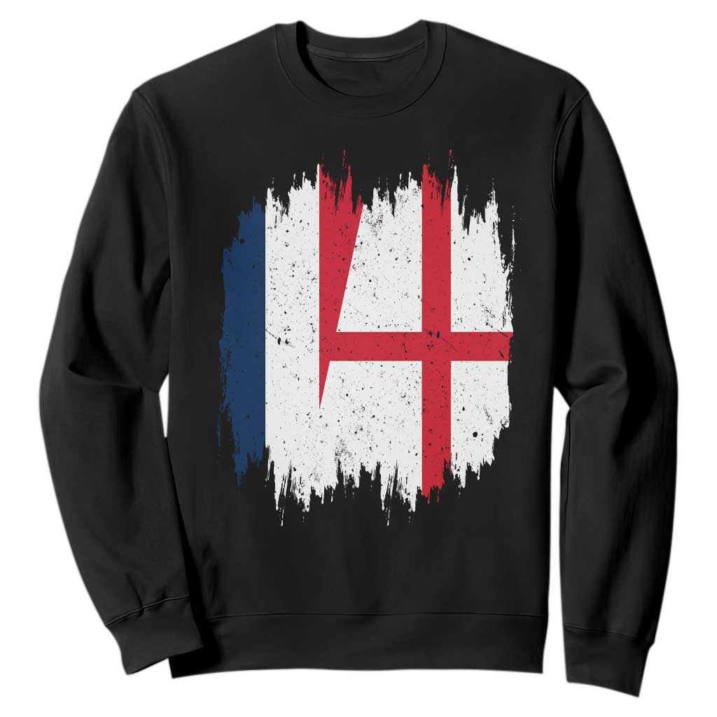 Vintage Grunge France England Flag Brush Stroke Graphic Sweatshirt French Anglo English Heritage Pride Match Day TS02 Black Print Your Wear