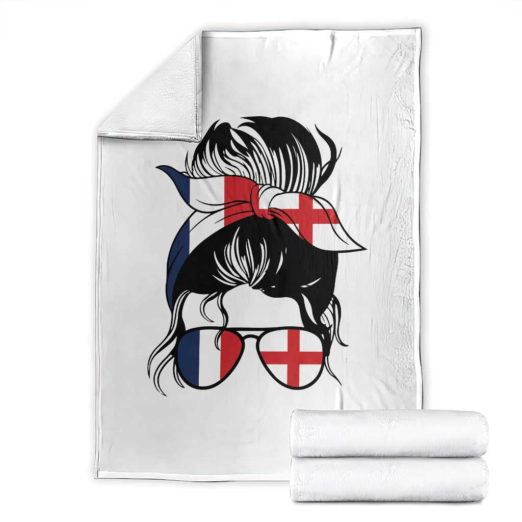 Proud France England Flag Messy Bun Bandana Sunglasses Graphic Throw Blanket French Anglo English Heritage Roots Woman TS02 White Print Your Wear
