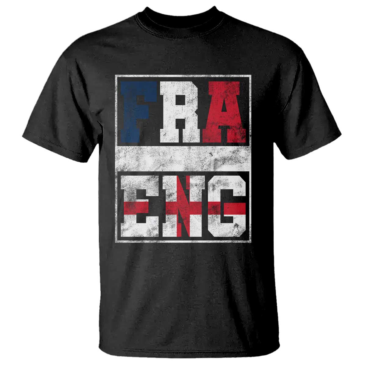 FRA ENG France England Flag Graphic T Shirt French English Country Pride TS02 Black Print Your Wear