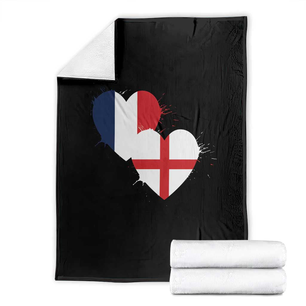 France England Flag Hearts Splatter Graphic Throw Blanket Anglo English French Heritage Love Unity TS02 Black Print Your Wear