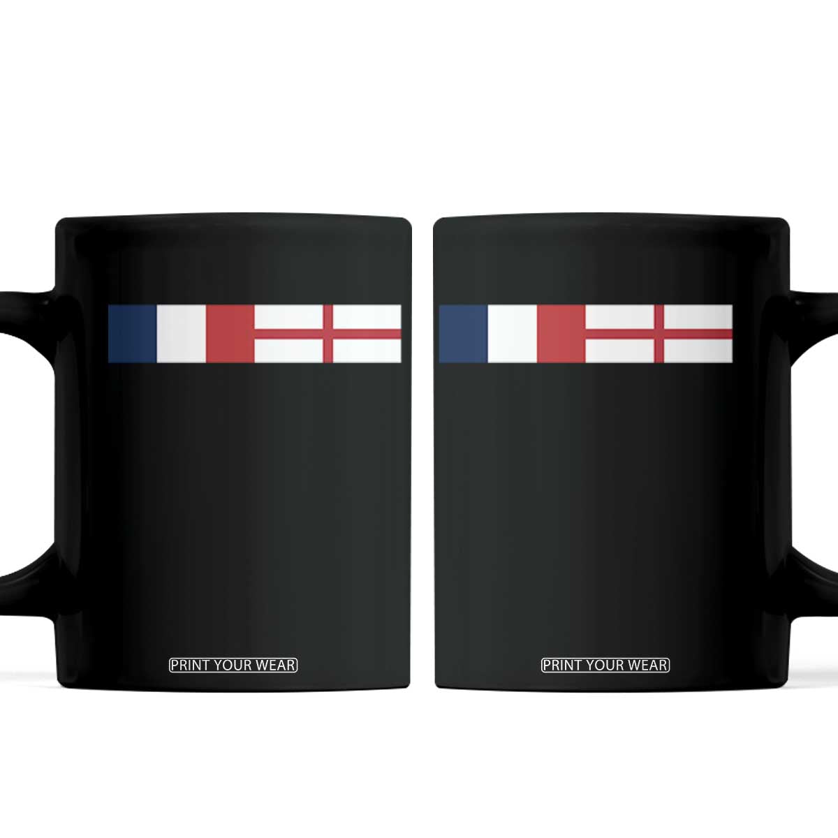 France England Dual Flag Graphic Coffee Mug Anglo English French Heritage Mixed Roots Pride Match Day TS02 Black Print Your Wear