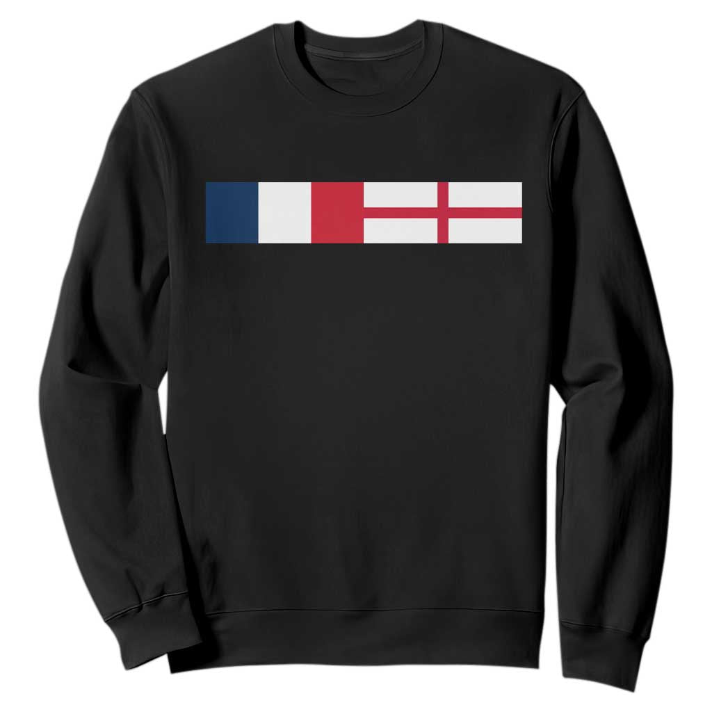 France England Dual Flag Graphic Sweatshirt Anglo English French Heritage Mixed Roots Pride Match Day TS02 Black Print Your Wear