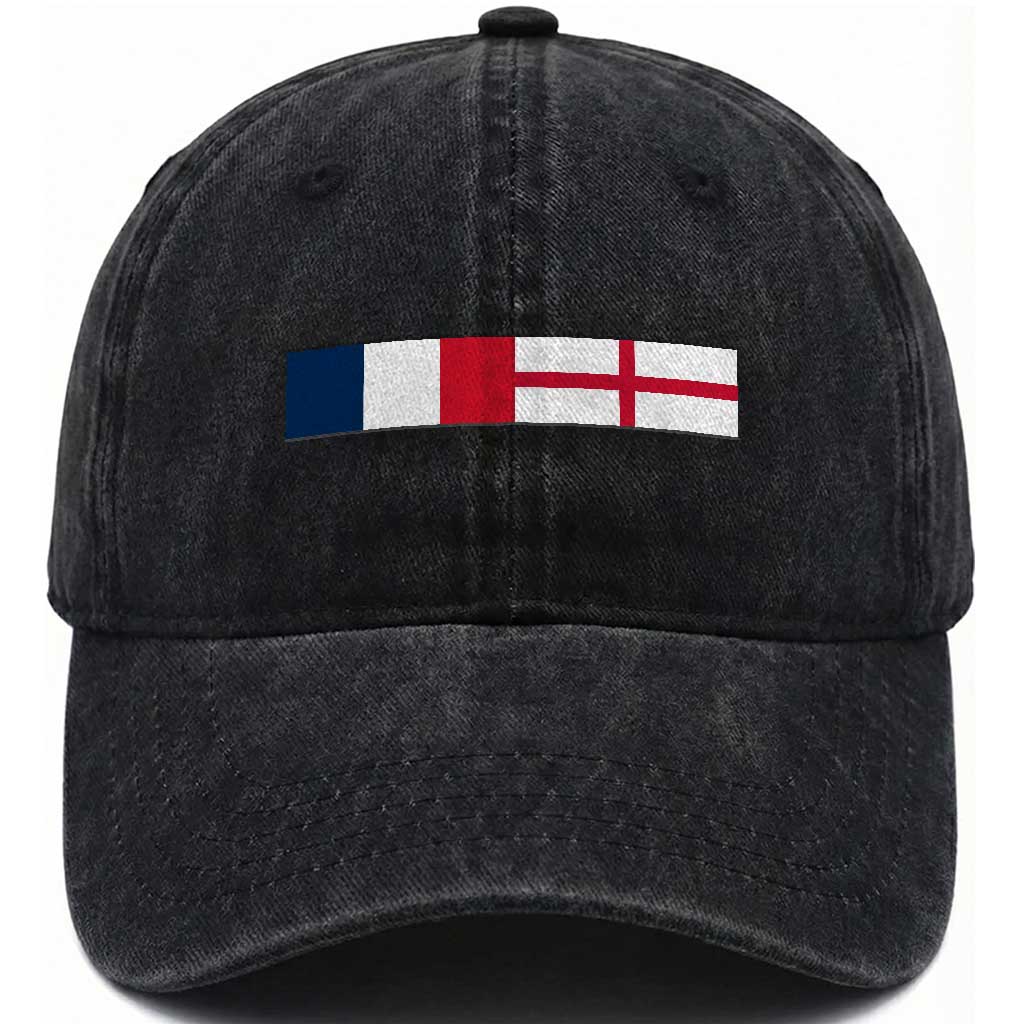France England Dual Flag Graphic Washed Cotton Baseball Cap Anglo English French Heritage Mixed Roots Pride Match Day TS02 Print Your Wear