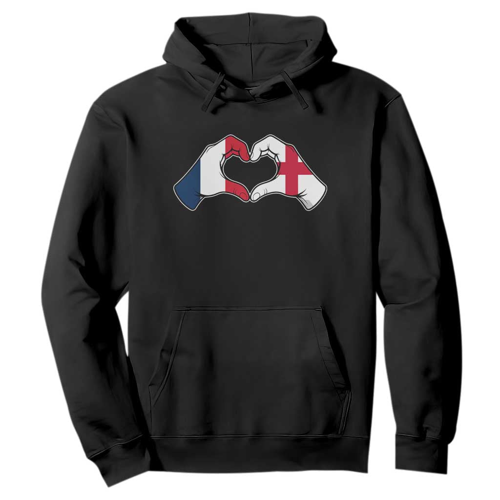 Proud Fance England Heritage Hand Heart Graphic Hoodie French English Anglo Roots Cross Border Love Unity TS02 Black Print Your Wear