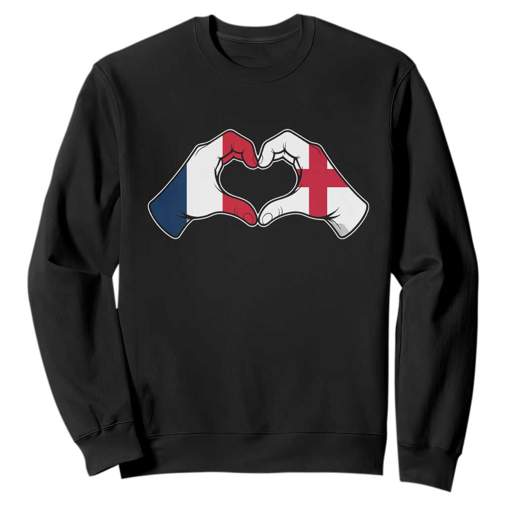 Proud Fance England Heritage Hand Heart Graphic Sweatshirt French English Anglo Roots Cross Border Love Unity TS02 Black Print Your Wear