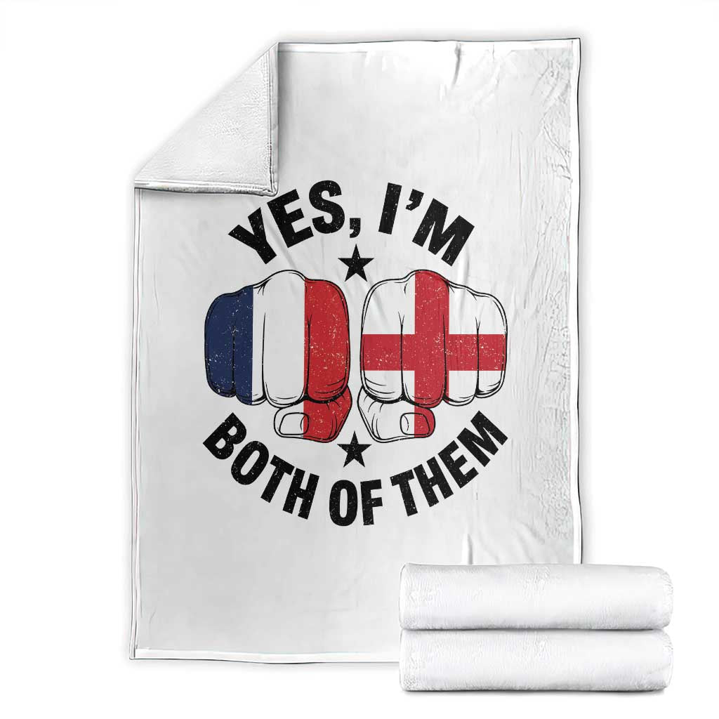 Yes Im Both Of Them France England Flag Fists Graphic Throw Blanket French English Anglo Dual Pride Heritage TS02 White Print Your Wear