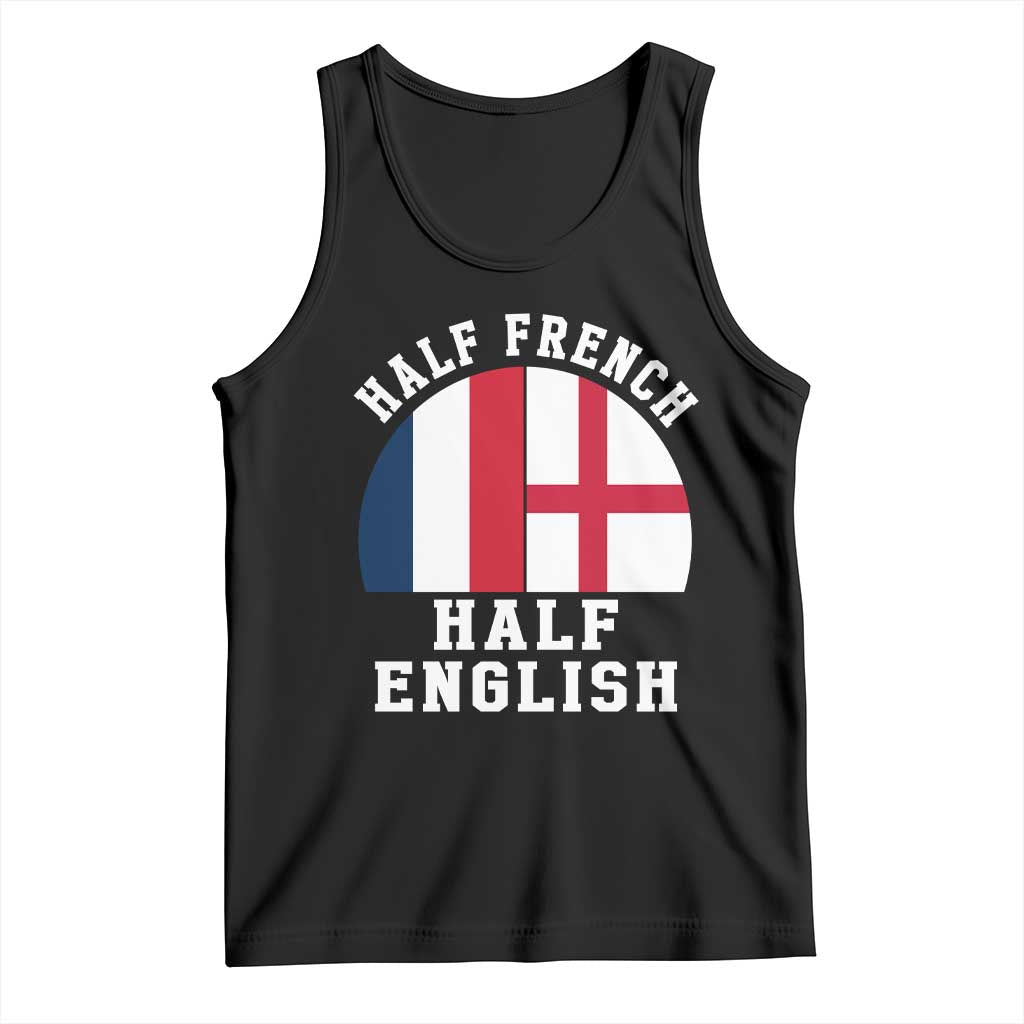 Half French Half English Split Flag Graphic Tank Top Patriotic Anglo England France Dual Heritage DNA Ancestry TS02 Black Print Your Wear