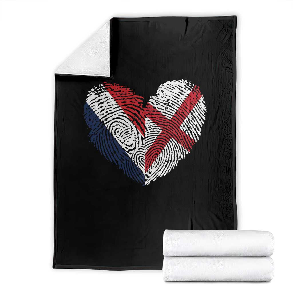 France England Flag Fingerprint Heart DNA Graphic Throw Blanket Proud Anglo English French Ancestry Love Identity TS02 Black Print Your Wear