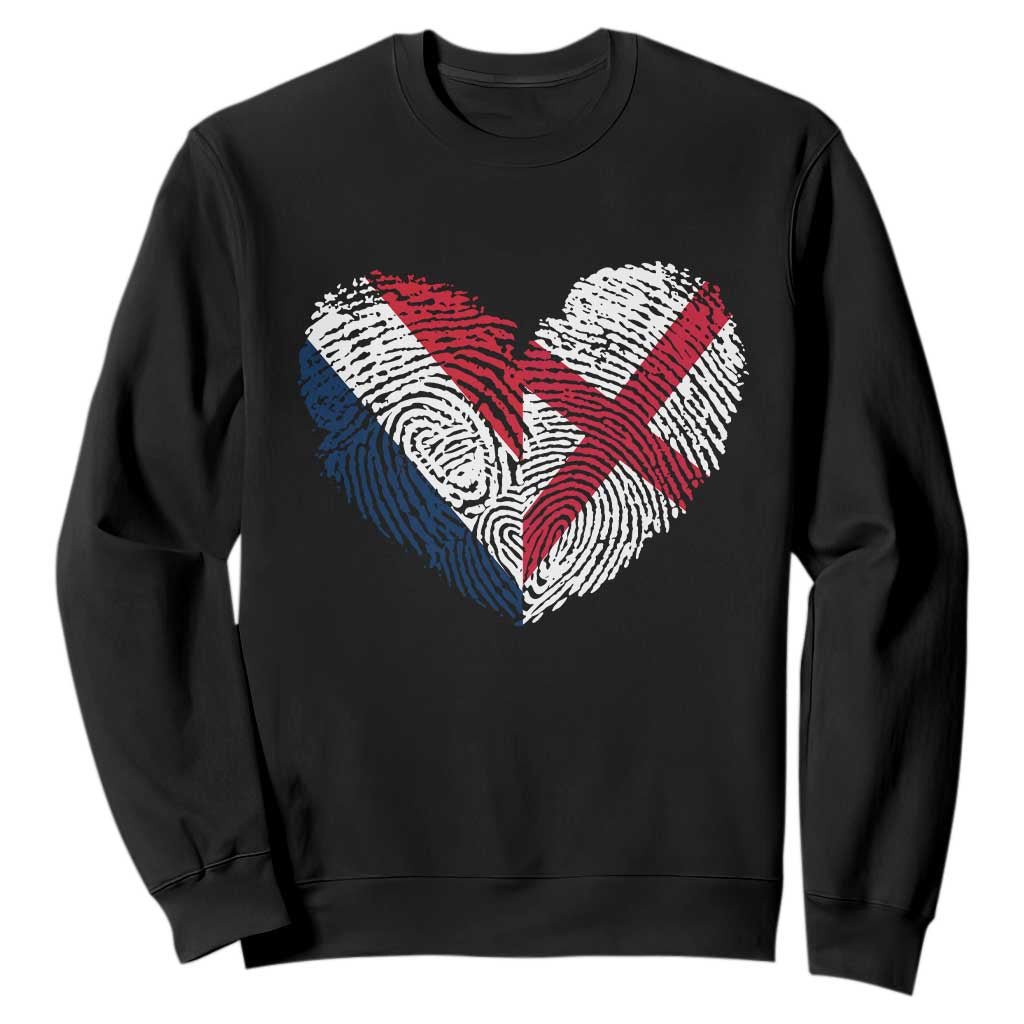 France England Flag Fingerprint Heart DNA Graphic Sweatshirt Proud Anglo English French Ancestry Love Identity TS02 Black Print Your Wear