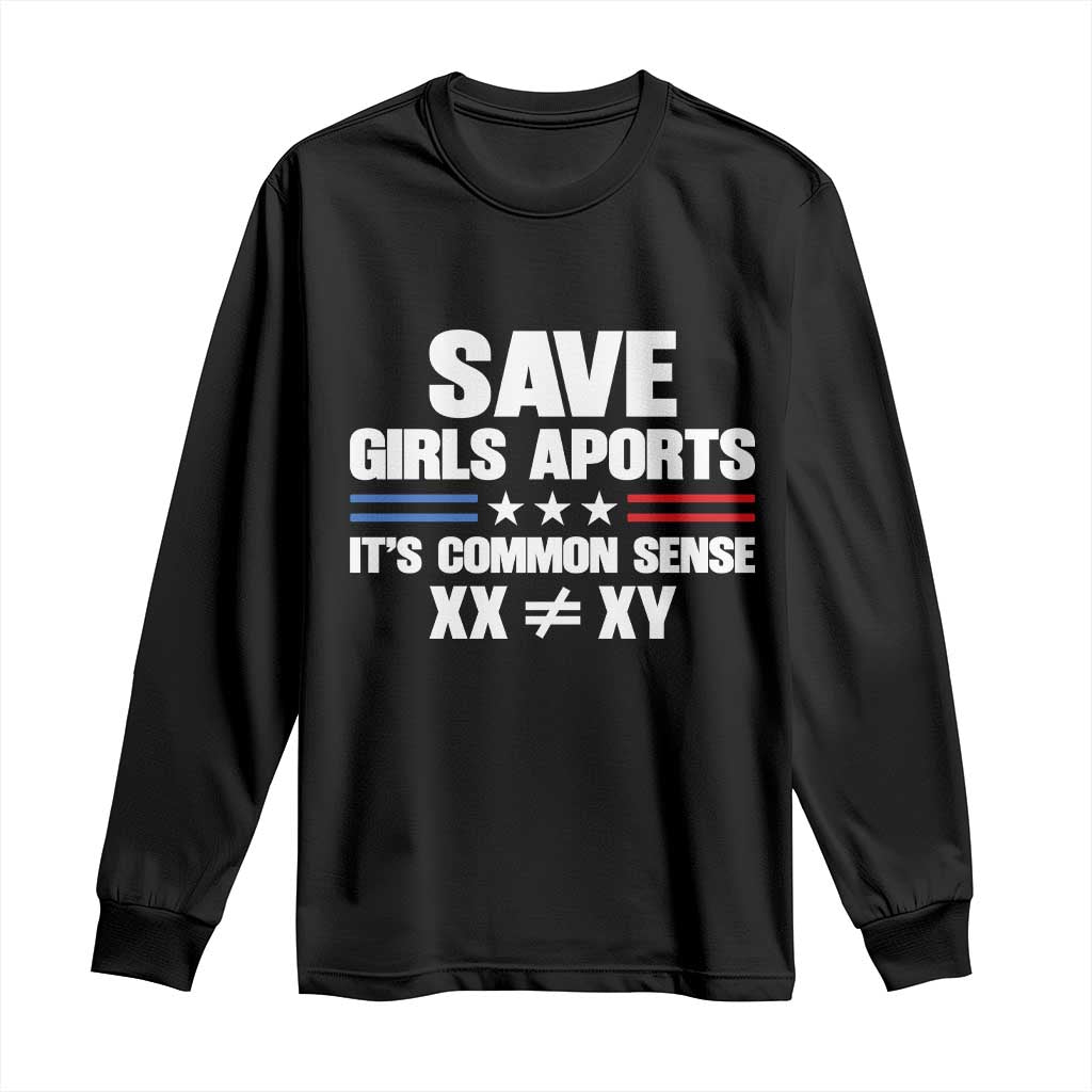 Save Girls Sports Its Common Sense XX Not Equal XY Long Sleeve Shirt Biological Science Varsity Athletic Graphic TS02 Black Print Your Wear
