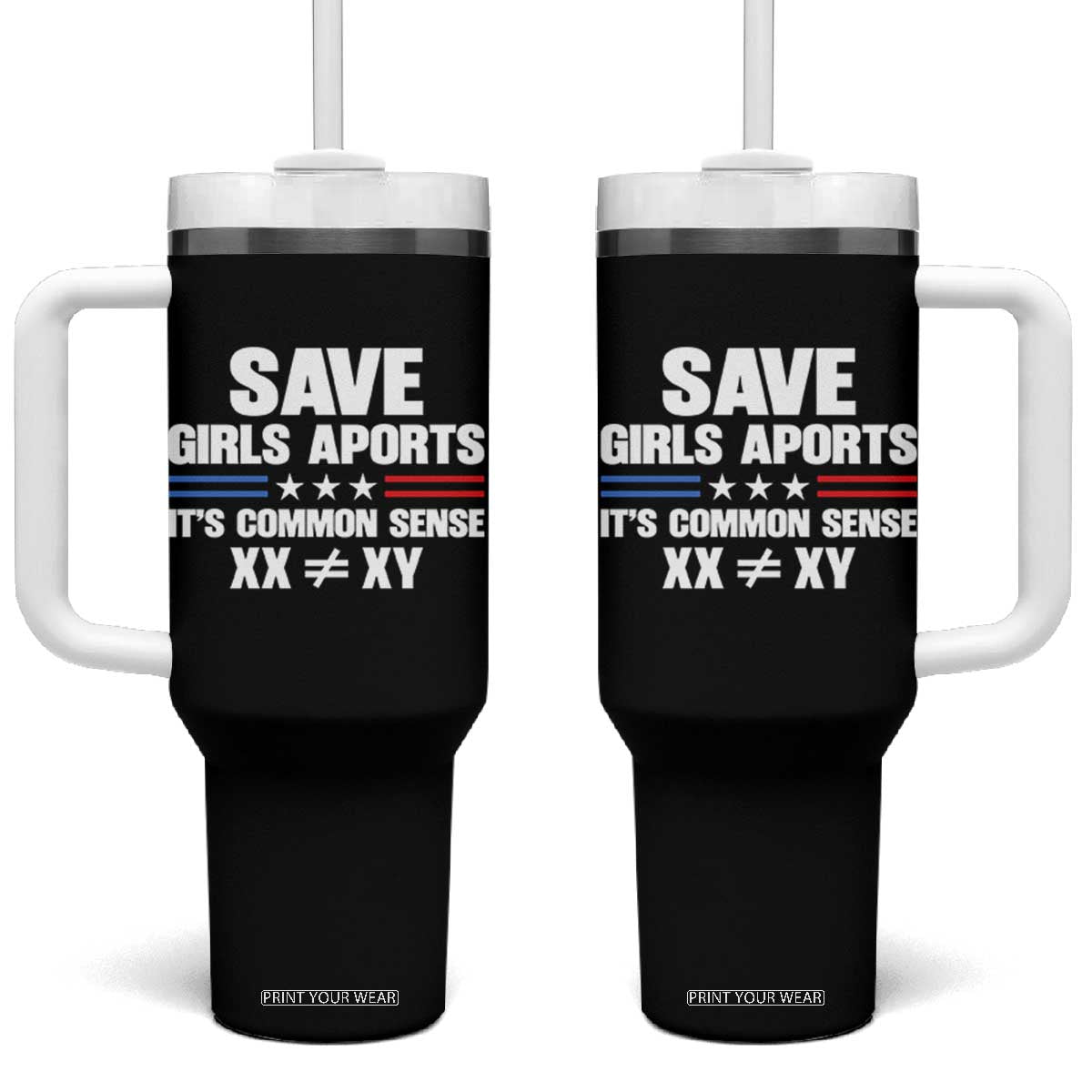 Save Girls Sports Its Common Sense XX Not Equal XY Tumbler With Handle Biological Science Varsity Athletic Graphic