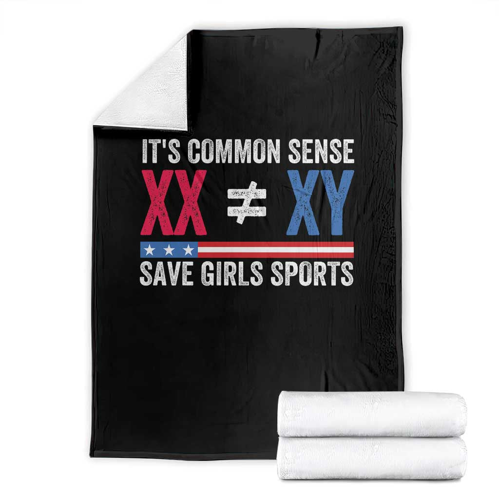 Its Common Sense XX Not Equal XY Throw Blanket Save Girls Sports Patriotic Title IX Graphic