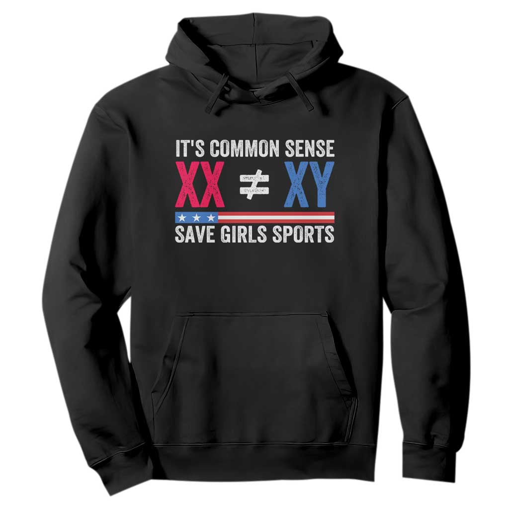 Its Common Sense XX Not Equal XY Hoodie Save Girls Sports Patriotic Title IX Graphic
