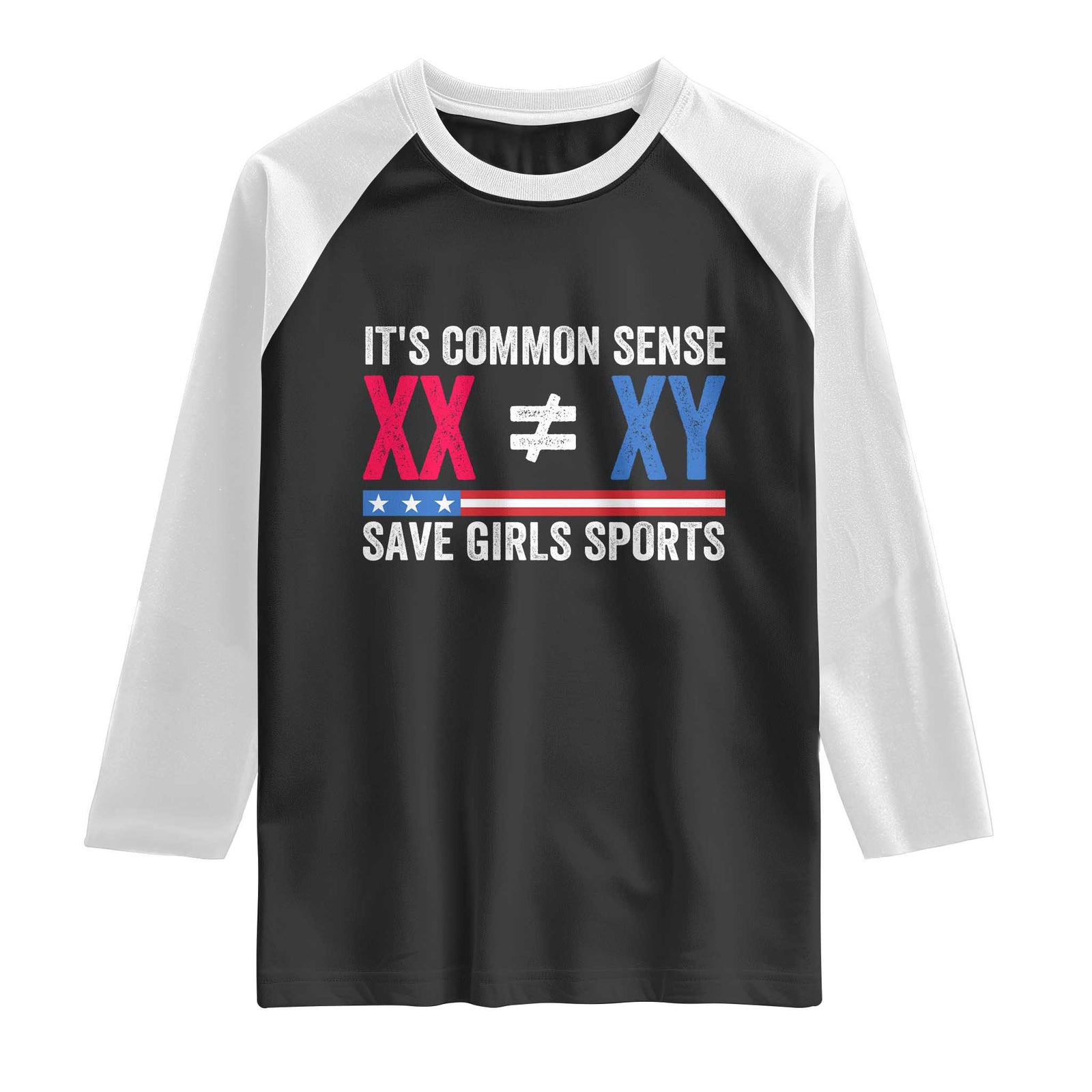 Its Common Sense XX Not Equal XY Raglan Shirt Save Girls Sports Patriotic Title IX Graphic