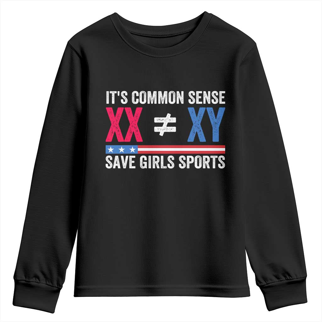 Its Common Sense XX Not Equal XY Youth Sweatshirt Save Girls Sports Patriotic Title IX Graphic