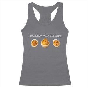 You Know Why I'm Here Deviled Eggs Racerback Tank Top Funny Thanksgiving Potluck TS02 Charcoal Print Your Wear