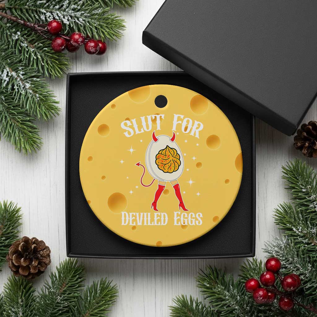 Funny Slut for Deviled Eggs Ceramic Ornament Funny Naughty Thanksgiving Potluck TS02 1pc Yellow Cheese Print Your Wear