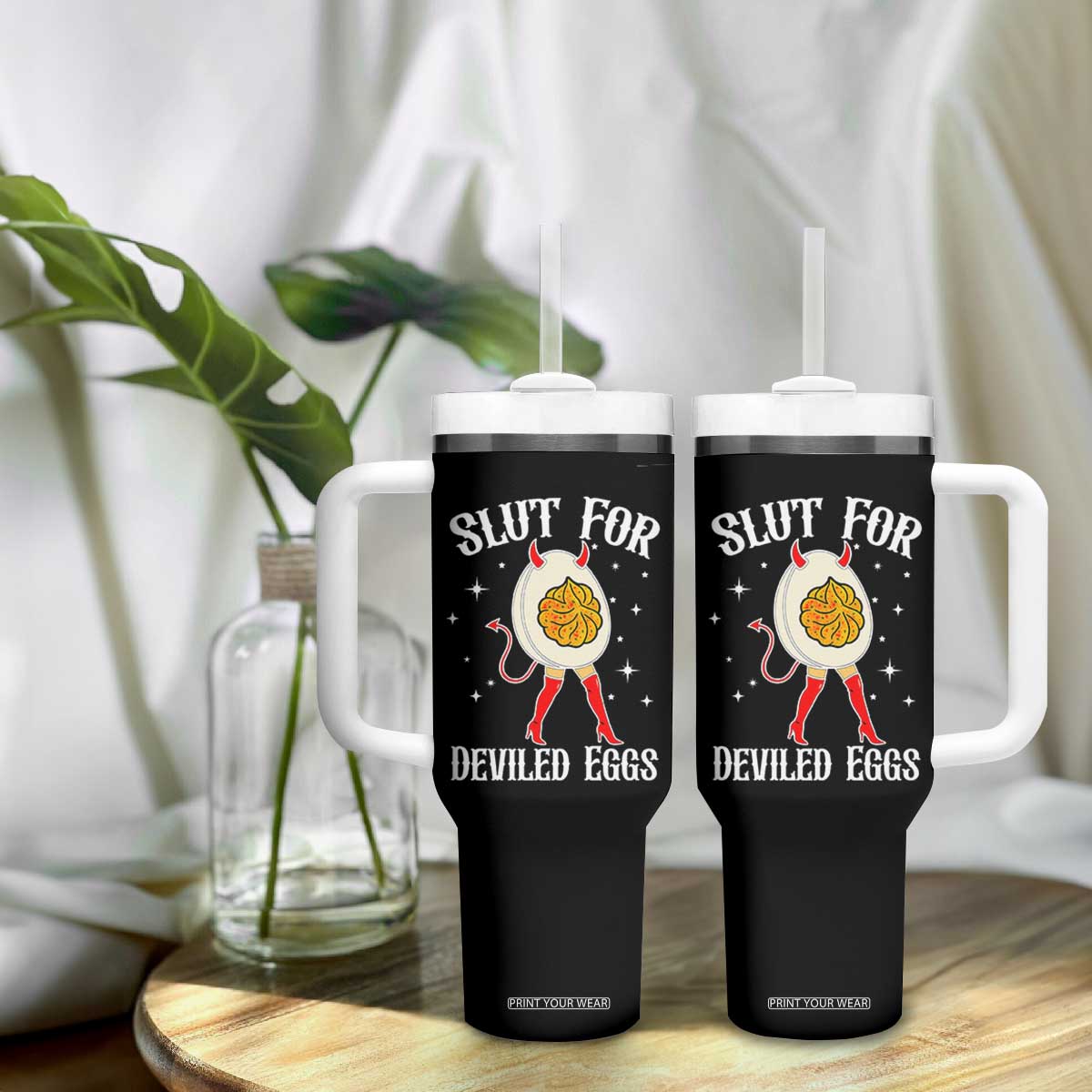 Funny Slut for Deviled Eggs Tumbler With Handle Funny Naughty Thanksgiving Potluck TS02 Print Your Wear