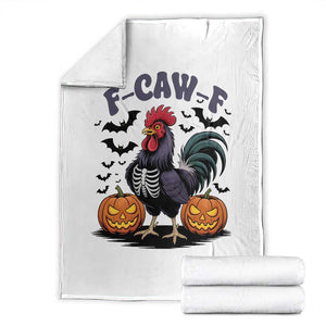 F Caw F Halloween Chicken Skeleton Throw Blanket Spooky Funny Rooster Meme TS02 White Print Your Wear