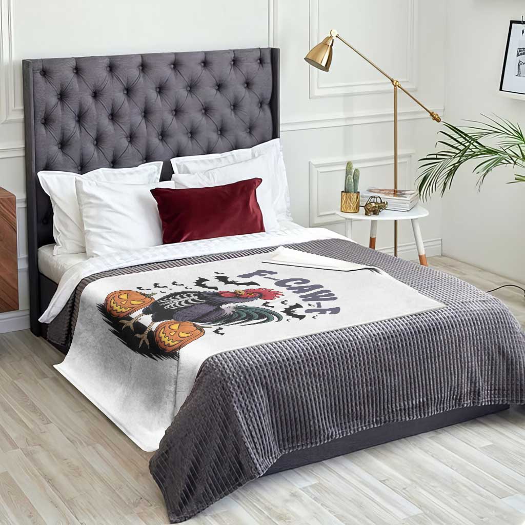 F Caw F Halloween Chicken Skeleton Throw Blanket Spooky Funny Rooster Meme TS02 Print Your Wear