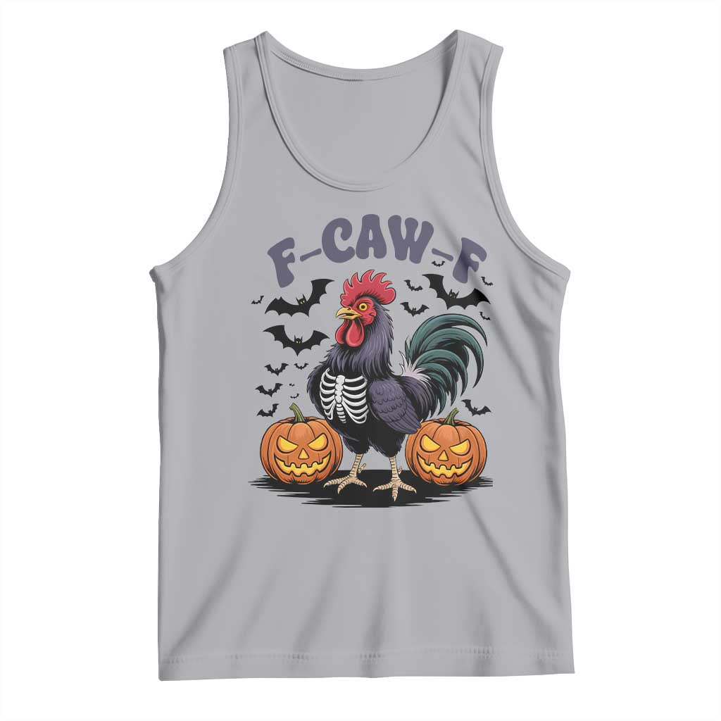F Caw F Halloween Chicken Skeleton Tank Top Spooky Funny Rooster Meme TS02 Athletic Heather Print Your Wear