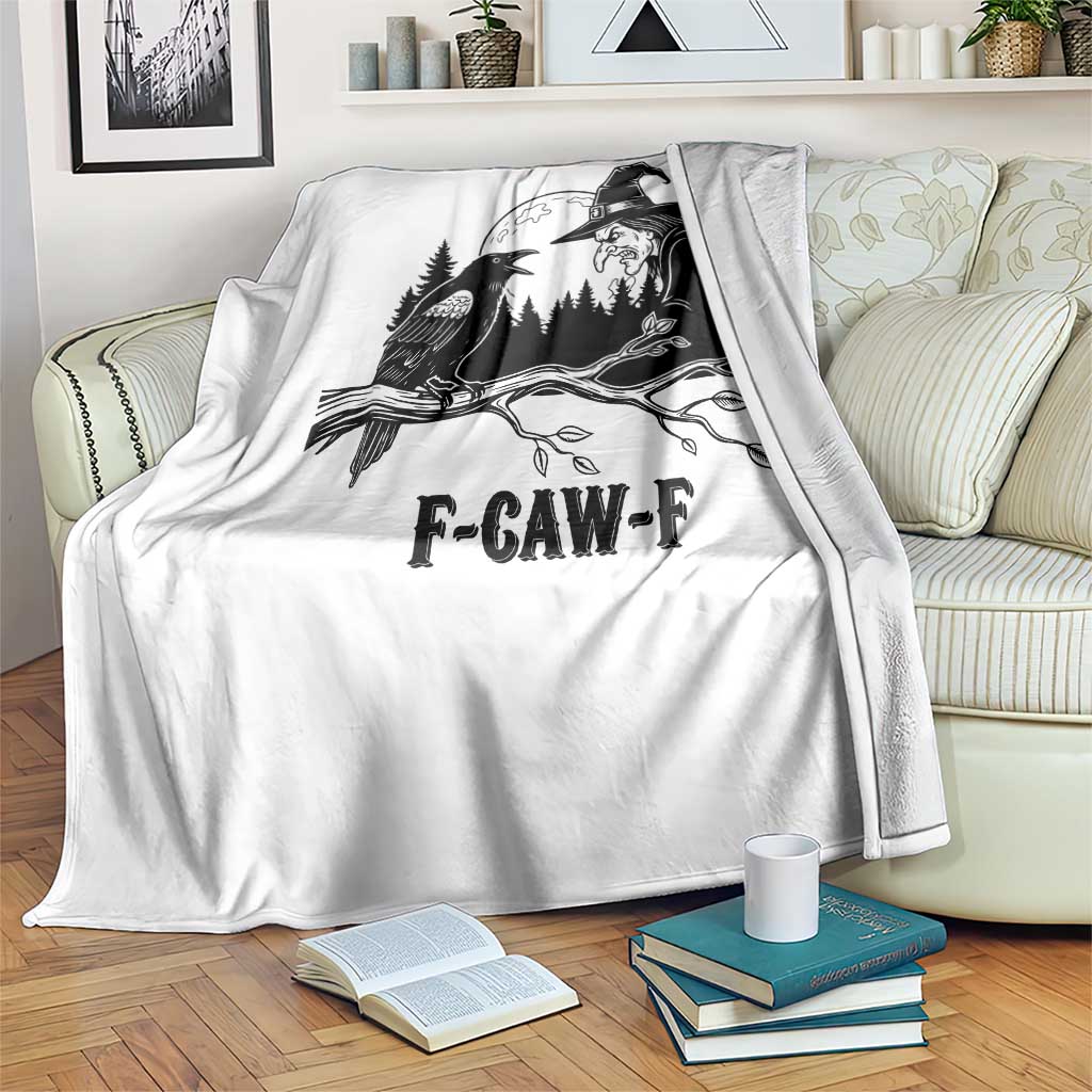 F Caw F Gothic Raven and Witch Throw Blanket Funny Halloween Spooky October Vibes TS02 Print Your Wear