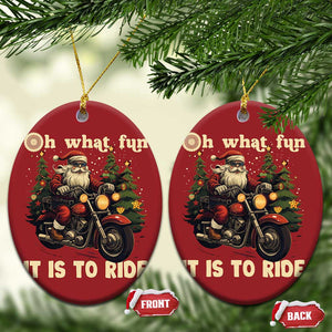 Biker Santa Claus Christmas Ornament Oh What Fun It Is To Ride Motorcycle Xmas Tree TS02 Oval Red Print Your Wear