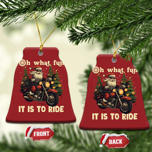 Biker Santa Claus Christmas Ornament Oh What Fun It Is To Ride Motorcycle Xmas Tree TS02 Bell Flake Red Print Your Wear