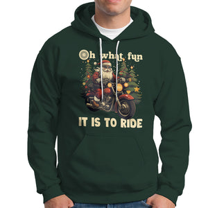 Santa Claus Biker Hoodie Oh What Fun It Is To Ride Motorcycle Christmas TS02 Dark Forest Green Printyourwear