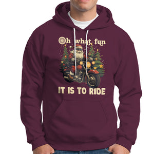 Santa Claus Biker Hoodie Oh What Fun It Is To Ride Motorcycle Christmas TS02 Maroon Printyourwear