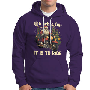 Santa Claus Biker Hoodie Oh What Fun It Is To Ride Motorcycle Christmas TS02 Purple Printyourwear