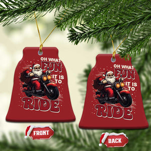 Biker Santa Claus Christmas Ornament Oh What Fun It Is To Ride Motorcycle Xmas TS02 Bell Flake Red Print Your Wear