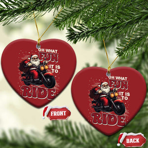 Biker Santa Claus Christmas Ornament Oh What Fun It Is To Ride Motorcycle Xmas TS02 Heart Red Print Your Wear