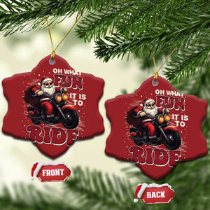 Biker Santa Claus Christmas Ornament Oh What Fun It Is To Ride Motorcycle Xmas TS02 Snow Flake Red Print Your Wear